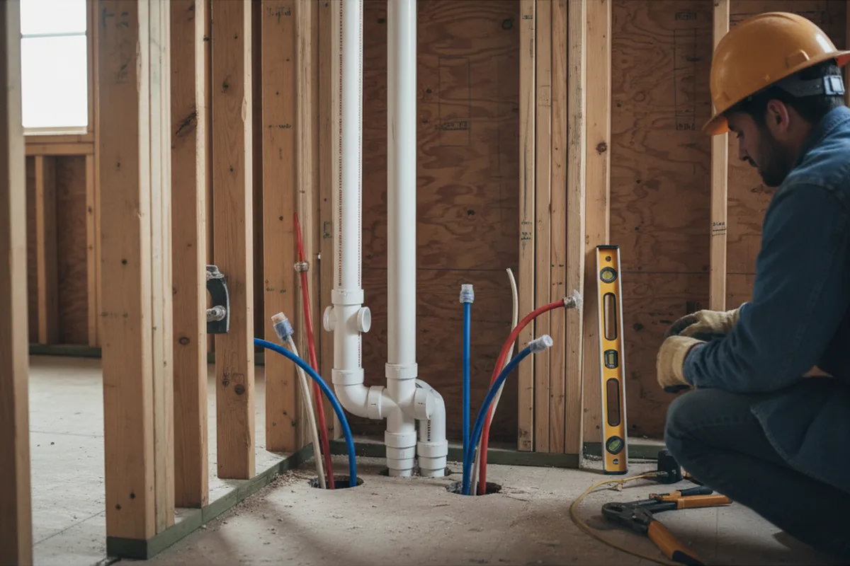 Drain and supply rough-in during Leak Detection in Inola